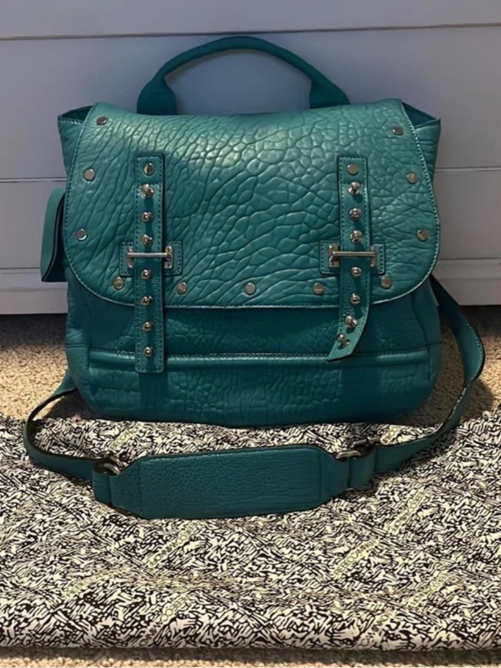 Rebecca Minkoff Teal Textured Leather Satchel Bag - Women